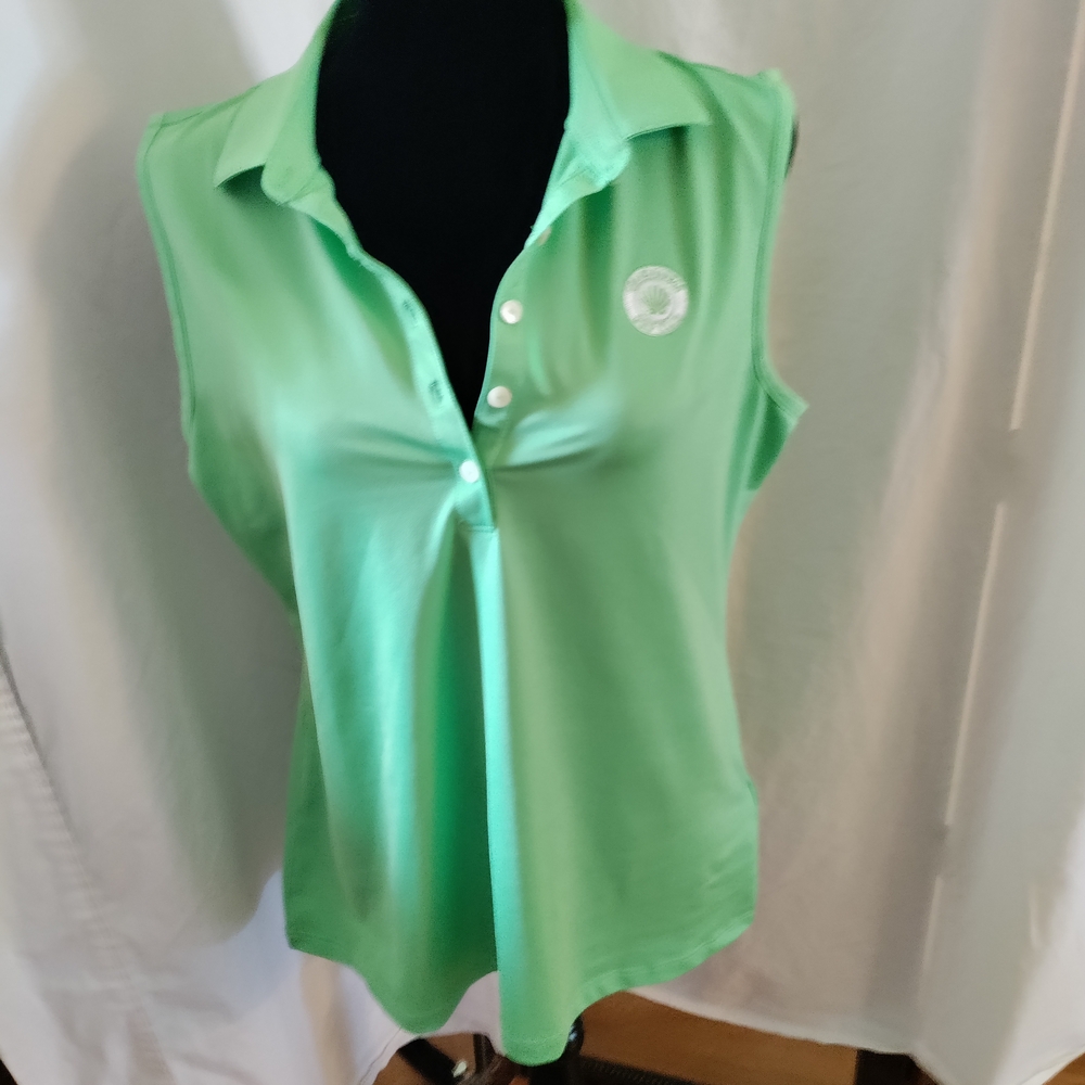 Greg Norman Golf Woman Green Sleeveless Polo Top. - Picture 5 of 5